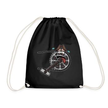 Cyclists Cycling Bicycle Sprocket Bicycle - Drawstring Bag - black - Front