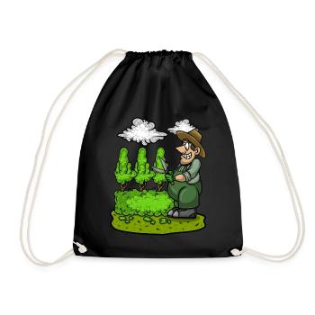 Garden Gardener Cut Hedge Middle Finger Gardening - Drawstring Bag - black - Front