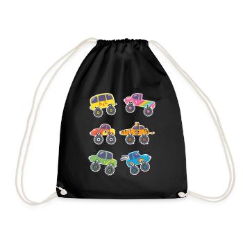 Monster Trucks Stunts Boys Girl - Drawstring Bag - black - Front