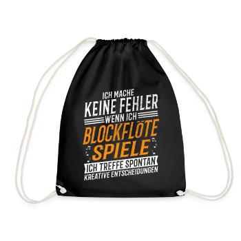 Blockflöte Musiker Kreativer Blockflötenspieler - Turnbeutel - Schwarz - Vorne