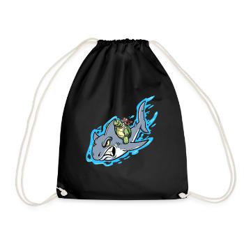 Hai schwimmt mit Schildkröte und Krabbe - Turnbeutel - Schwarz - Vorne