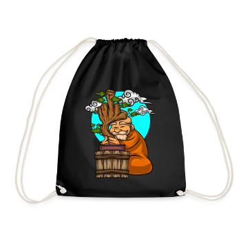Miniature Trees Bonsai Middle Finger - Drawstring Bag - black - Front