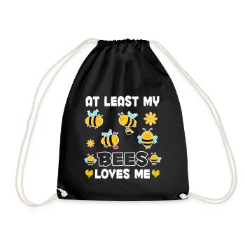Bees love me women funny beekeepers - Drawstring Bag - black - Front