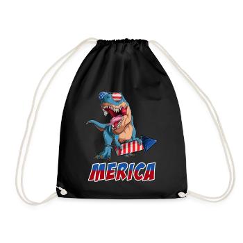 Trex Drapeau américain US Dino Merica 4 juillet - Sac de sport léger - noir - Devant