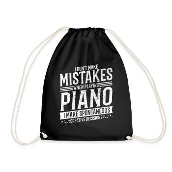Piano Player Musical Instrument Music Pianist - Drawstring Bag - black - Front