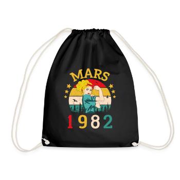 Mars 1982 Anniversaire Idée Cadeau Vintage 1982 - Sac de sport léger - noir - Devant