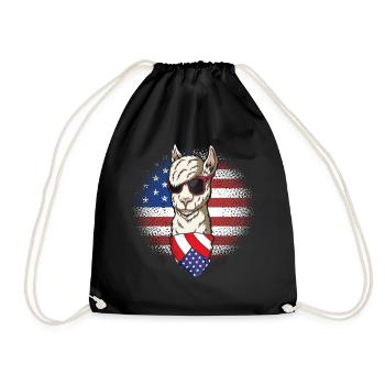 Llama USA Alpaga Drapeau américain 4 juillet - Sac de sport léger - noir - Devant