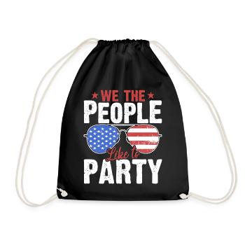 American Flag USA July 4th Party - Drawstring Bag - black - Front