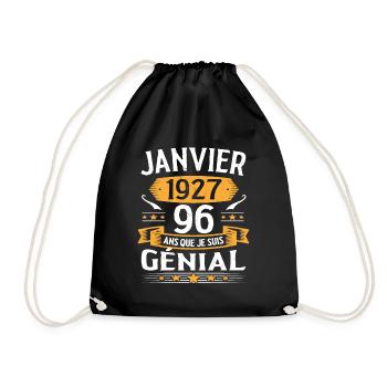 Janvier 1927 96 Ans Anniversaire Vintage Cadeau - Sac de sport léger - noir - Devant