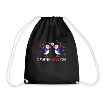 I Puffin Love You Beziehung Herzen Liebe Seevögel - Turnbeutel - Schwarz - Vorne