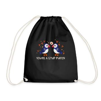 Stud Puffin Herzen Papageientaucher Liebe Seevogel - Turnbeutel - Schwarz - Vorne