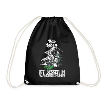 Hikers Mountaineers live better in hiking boots - Drawstring Bag - black - Front