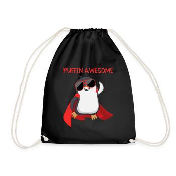 Puffin Awesome Papageientaucher Superheld Geschenk - Turnbeutel - Schwarz - Vorne