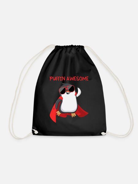 Puffin Awesome Papageientaucher Superheld Geschenk - Turnbeutel - Schwarz