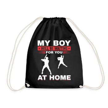 Son Baseball Catcher Pitcher Batter Papa Mama - Drawstring Bag - black - Front