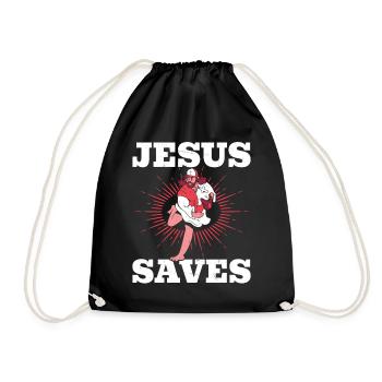 Jesus Baseball Humor Men Women Christian - Drawstring Bag - black - Front
