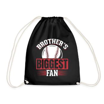 Little Sister Baseball Brother Fan - Drawstring Bag - black - Front