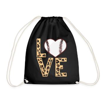 Leopard Baseball Theme Women Baseball - Drawstring Bag - black - Front