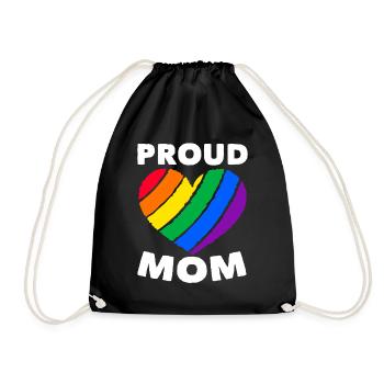 Fière Mère Cœur Coloré LGBTQ Drapeau Arc-en-ciel - Sac de sport léger - noir - Devant