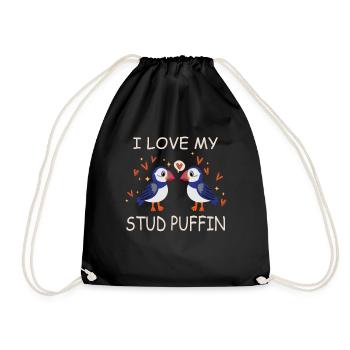 I Love My Stud Puffin Papageientaucher Beziehung - Turnbeutel - Schwarz - Vorne