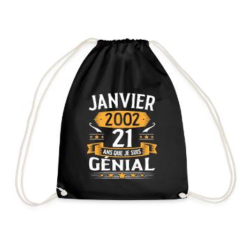 Janvier 2002 21 Ans Anniversaire Vintage Cadeau - Sac de sport léger - noir - Devant