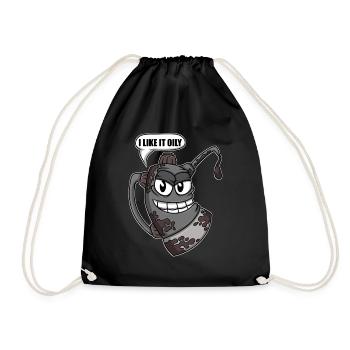 Oil Can I Like It Oily Car Mechanic - Drawstring Bag - black - Front