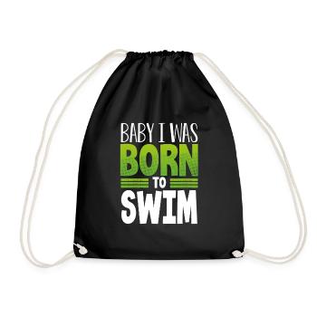 Cadeau de nageur Bébé je suis né pour nager - Sac de sport léger - noir - Devant