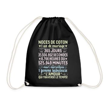 Noces De Coton 1 An De Mariage - Sac de sport léger - noir - Devant