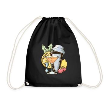 Vintage Bartender Mix Cocktail Barkeeper - Drawstring Bag - black - Front