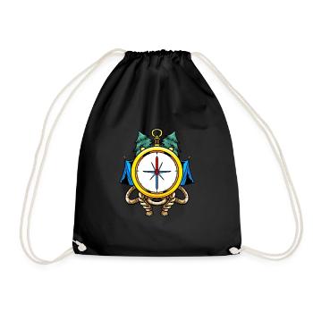 Compass Camp Campsite Camper Camping - Drawstring Bag - black - Front