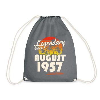 Août 1957 Vintage Retro Anniversaire - Sac de sport léger - gris - Devant