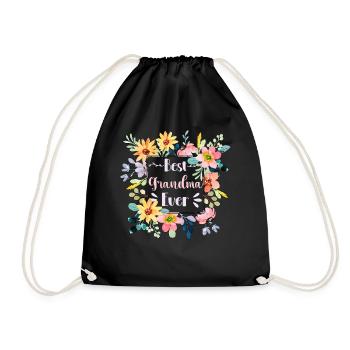 Best Grandma Ever Flowers Cute Gardener - Drawstring Bag - black - Front