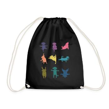 Colorful Dog Yoga Pose Funny Yoga Teacher - Drawstring Bag - black - Front