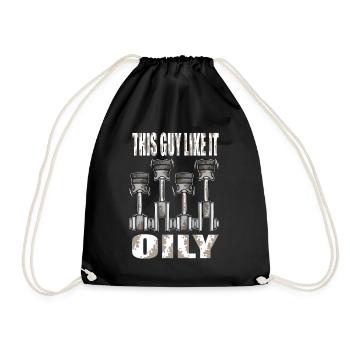 Piston This Guy Like It Oily Car Mechanic - Drawstring Bag - black - Front