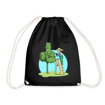 Garden Gardener Cut Hedge Middle Finger Gardening - Drawstring Bag - black - Front