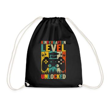 Kindergarten Level Unlocked - Drawstring Bag - black - Front