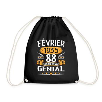 Février 1935 88 Ans Anniversaire Vintage Cadeau - Sac de sport léger - noir - Devant