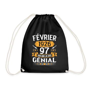 Février 1926 97 Ans Anniversaire Vintage Cadeau - Sac de sport léger - noir - Devant