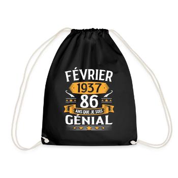 Février 1937 86 Ans Anniversaire Vintage Cadeau - Sac de sport léger - noir - Devant