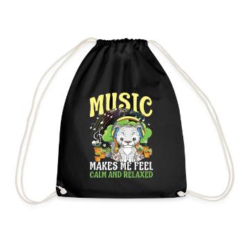 Musik Makes Me Feel Calm And Relaxed - Turnbeutel - Schwarz - Vorne