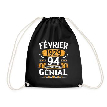 Février 1929 94 Ans Que Je Suis Génial - Sac de sport léger - noir - Devant