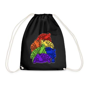 Turtle Stack LGBTQ Gay Pride Regenbogenflagge LGBT - Turnbeutel - Schwarz - Vorne