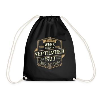 September 1977 Geburtstag Mann - Turnbeutel - Schwarz - Vorne
