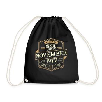 November 1977 Geburtstag Mann - Turnbeutel - Schwarz - Vorne