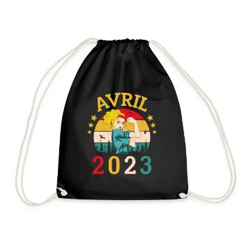 Avril 2023 Anniversaire Vintage Happy Birthday - Sac de sport léger - noir - Devant