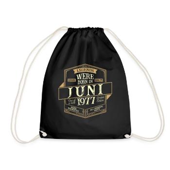 Juni 1977 Geburtstag Mann - Turnbeutel - Schwarz - Vorne