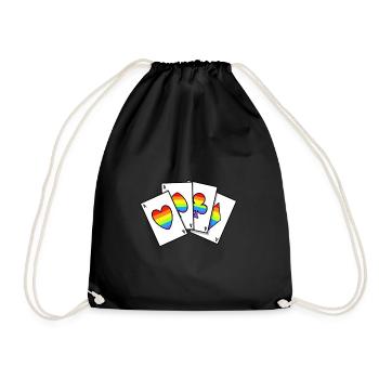 Pokerkarten LGBTQ Gay Pride Regenbogenflagge LGBT - Turnbeutel - Schwarz - Vorne