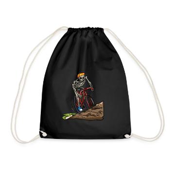 Cyclists Cycling Bicycle Skeleton Bicycle - Drawstring Bag - black - Front