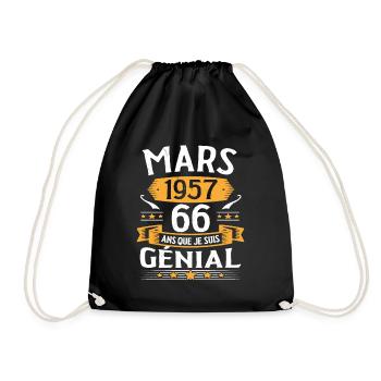 Mars 1957 66 Ans Que Je Suis Génial Anniversaire - Sac de sport léger - noir - Devant