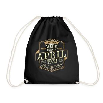 April 1937 Geburtstag Mann - Turnbeutel - Schwarz - Vorne